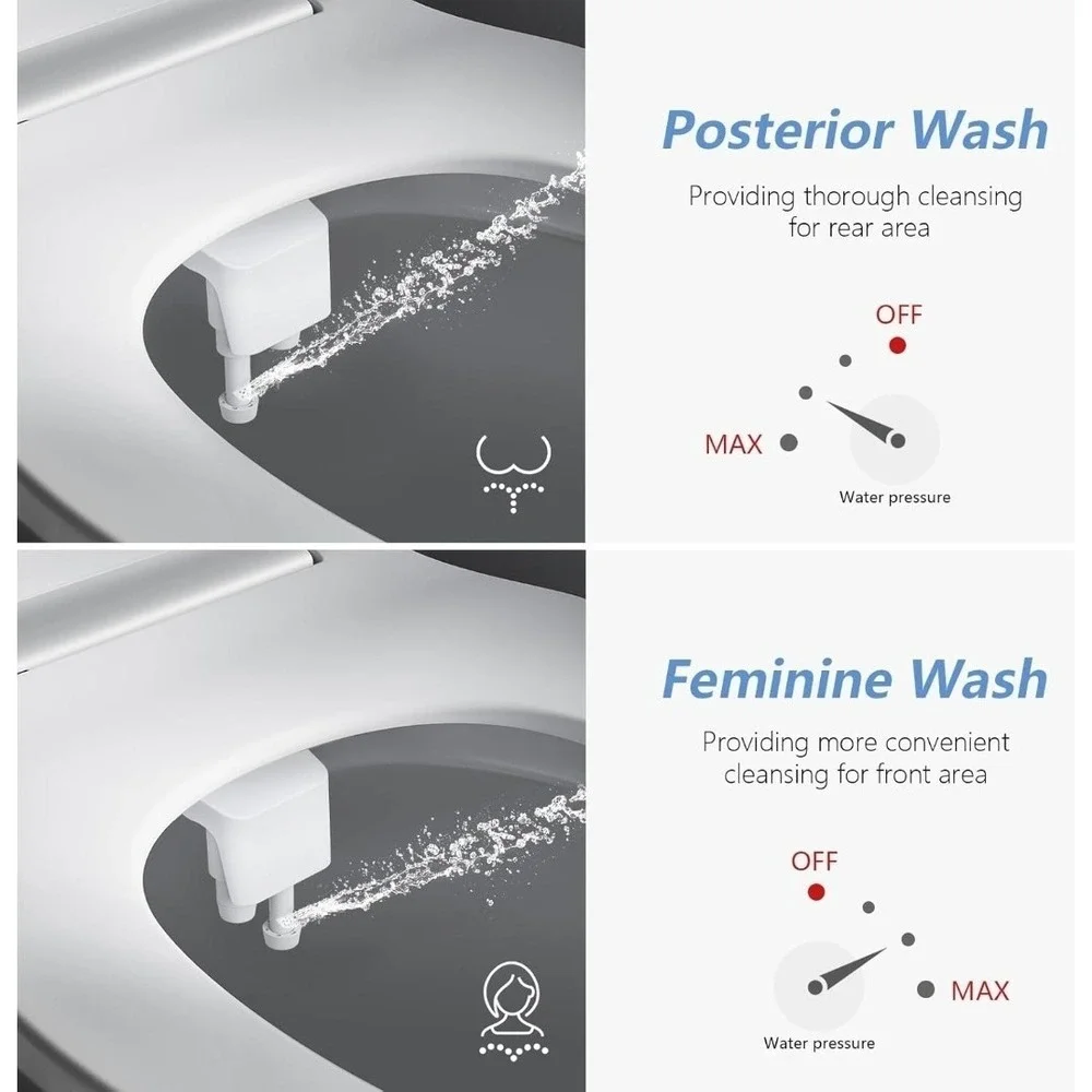 New Veken UltraSlim Silver Dual Nozzle Bidet Sprayer Easy‎ Install Brass Inlet